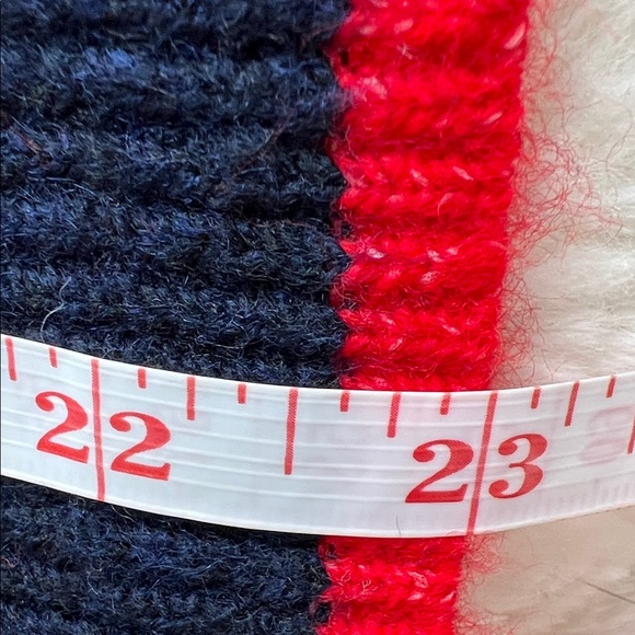 THML Veronica Bow Pattern V-Neck Sweater Vest Navy and Red NWT Size S - Picture 14 of 15